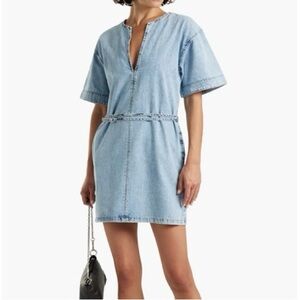 Frame Kaftan breezy denim v neck mini dress with belt, small perfect condition
